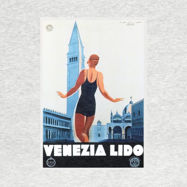 VENEZIA LIDO Italy Holiday Travel Advertisement Vintage Italian Poster. by vintageposters